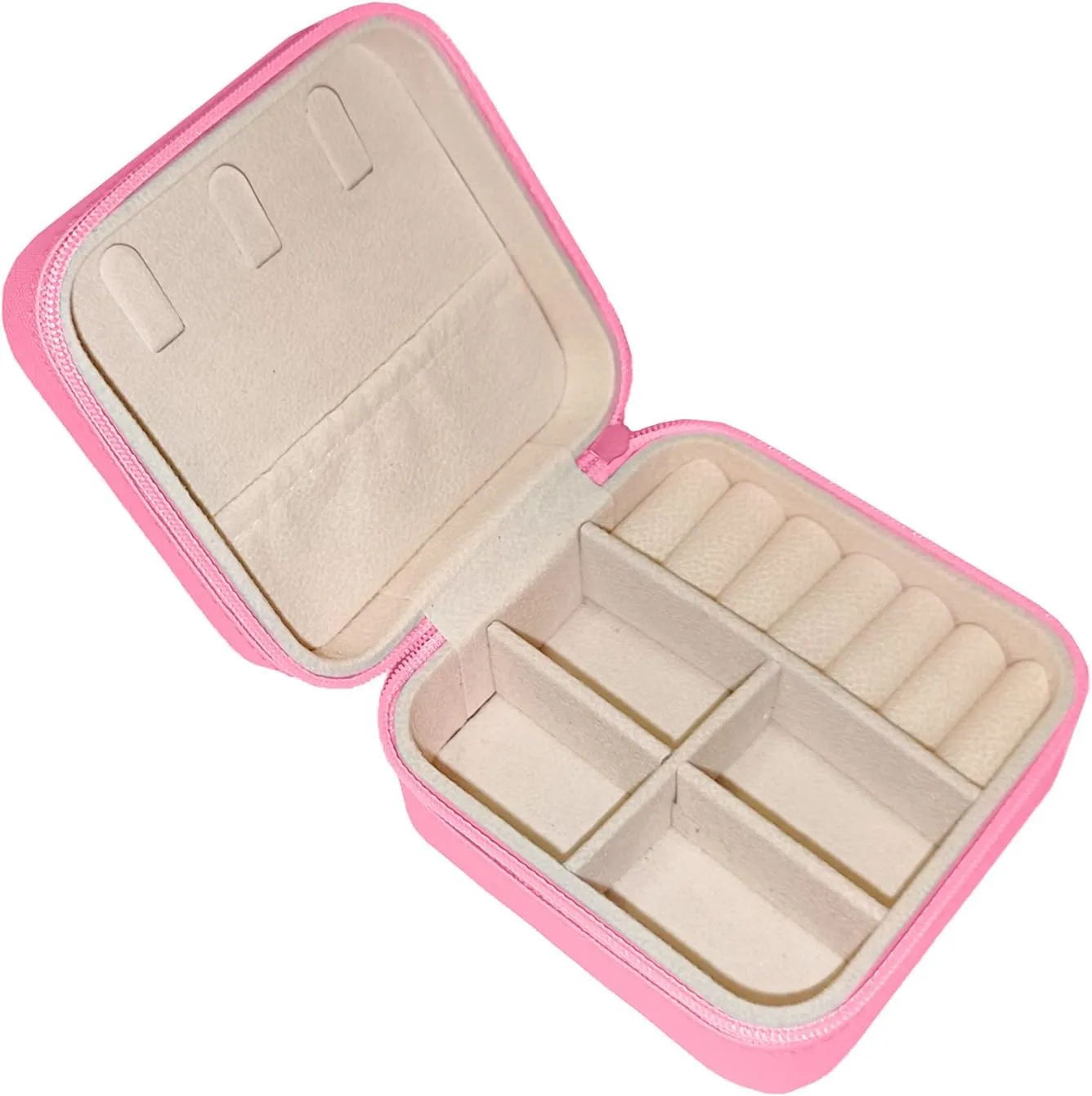 Small Travel Jewelry Box, Portable Mini Jewelry Leather Box Jewelry Ring Organizer Case Storage Holder Gift Boxes for Girls Women, Rose pink
