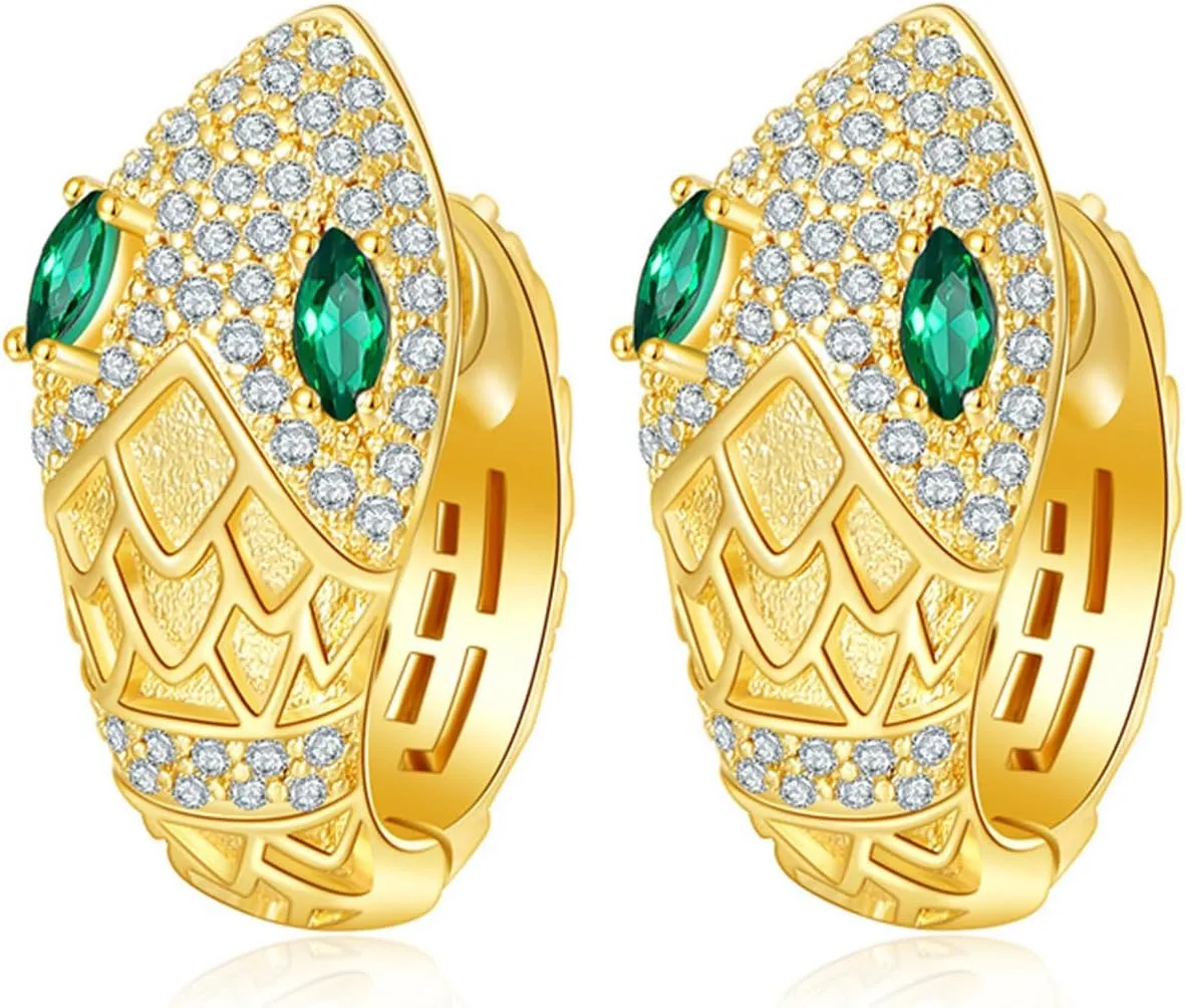 Snake Hoop Earrings | Dainty Cubic Zirconia Huggie Hoop Earrings for Women Trendy Jewelry Birthday Valentines Gift