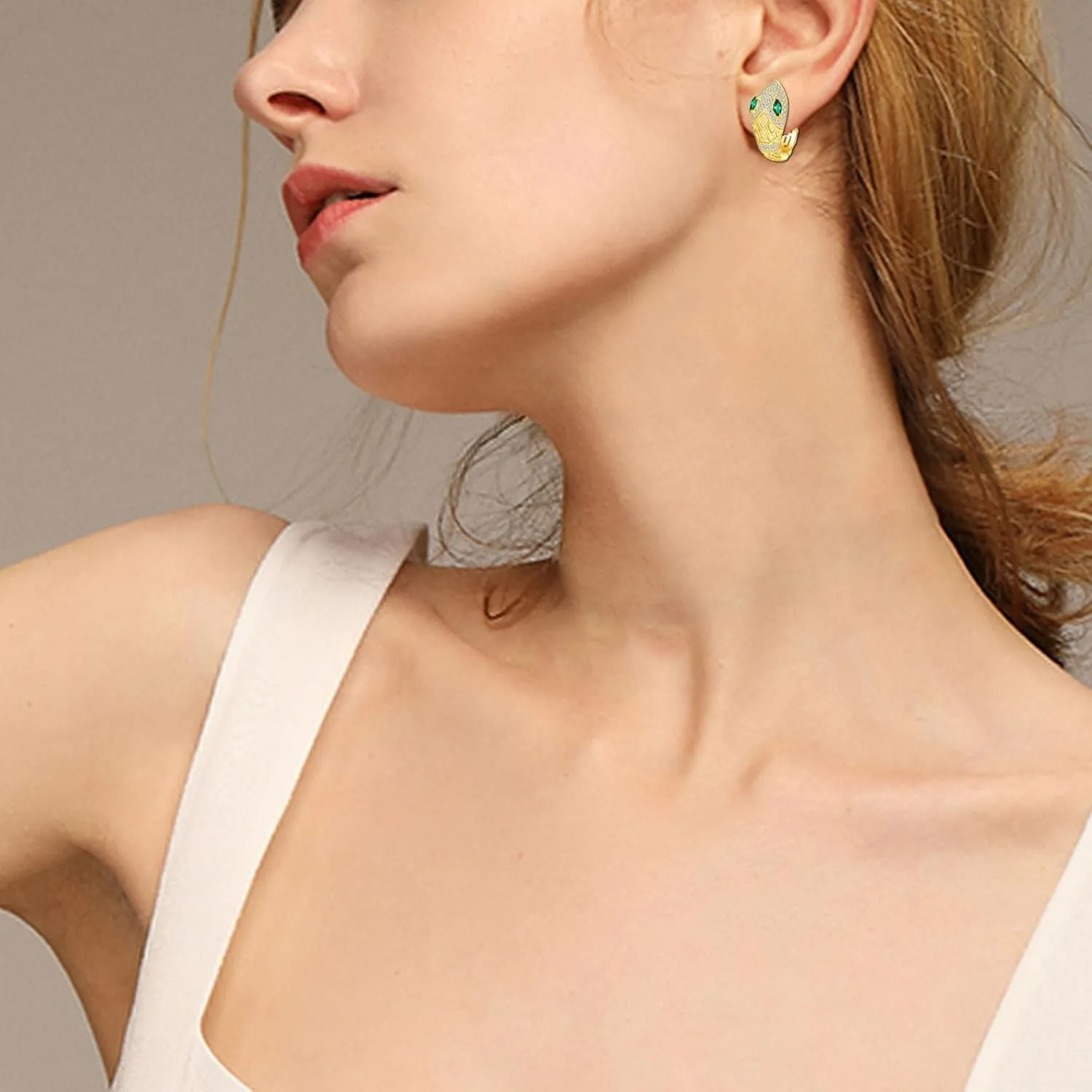 Snake Hoop Earrings | Dainty Cubic Zirconia Huggie Hoop Earrings for Women Trendy Jewelry Birthday Valentines Gift