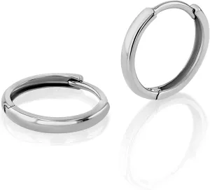Solid 14k White Gold Hoop Earrings - Small Gold Hoop Earrings - Hypoallergenic - Gold Huggies - Women's Jewelry Gifts - 10 x 10mm (1mm Wide)