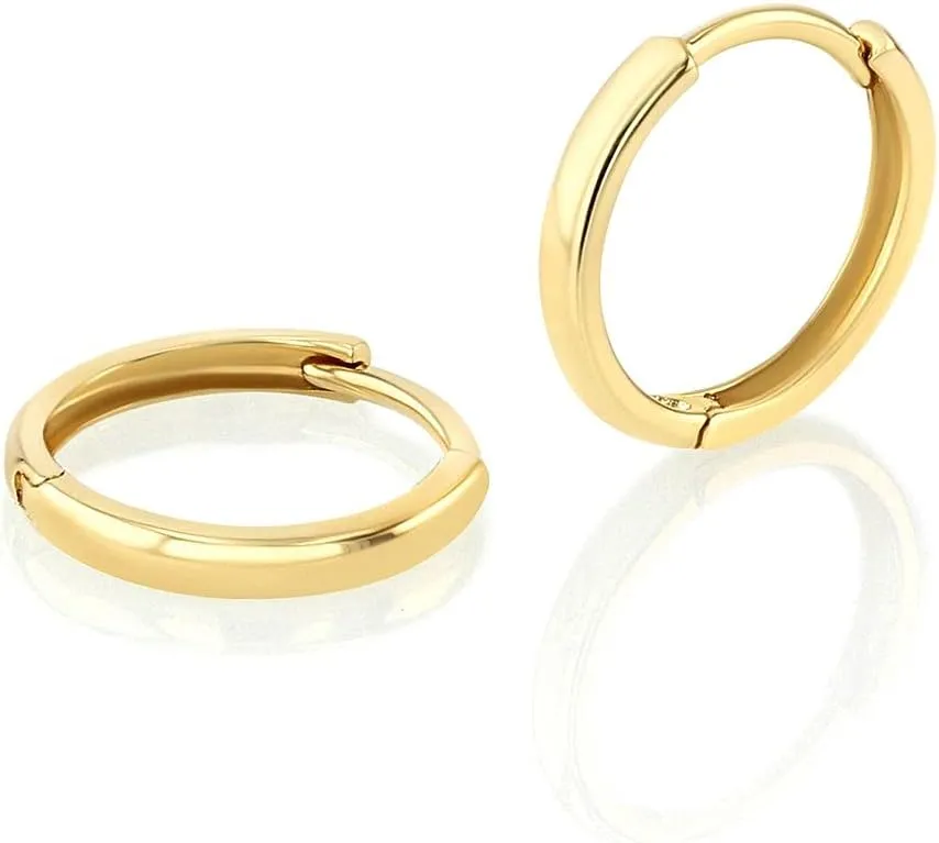 Solid 14k Yellow Gold Hoop Earrings for Women - Small Gold Hoop Earrings for Women - Hypoallergenic Earrings for Women - Gold Huggies Earrings for Women - Jewelry Gifts for Women - 10 x 10mm (1mm Wide)