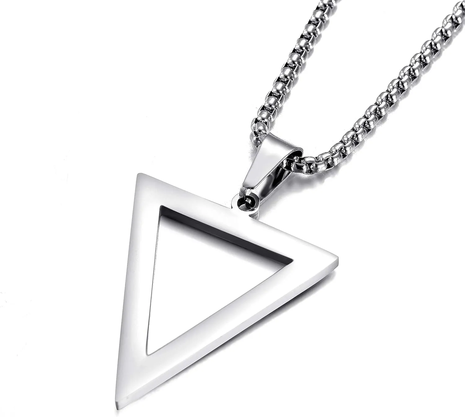 Stainless Steel Geometric Pendant Inverted Triangle Necklace for Men, BFF Necklace for 2