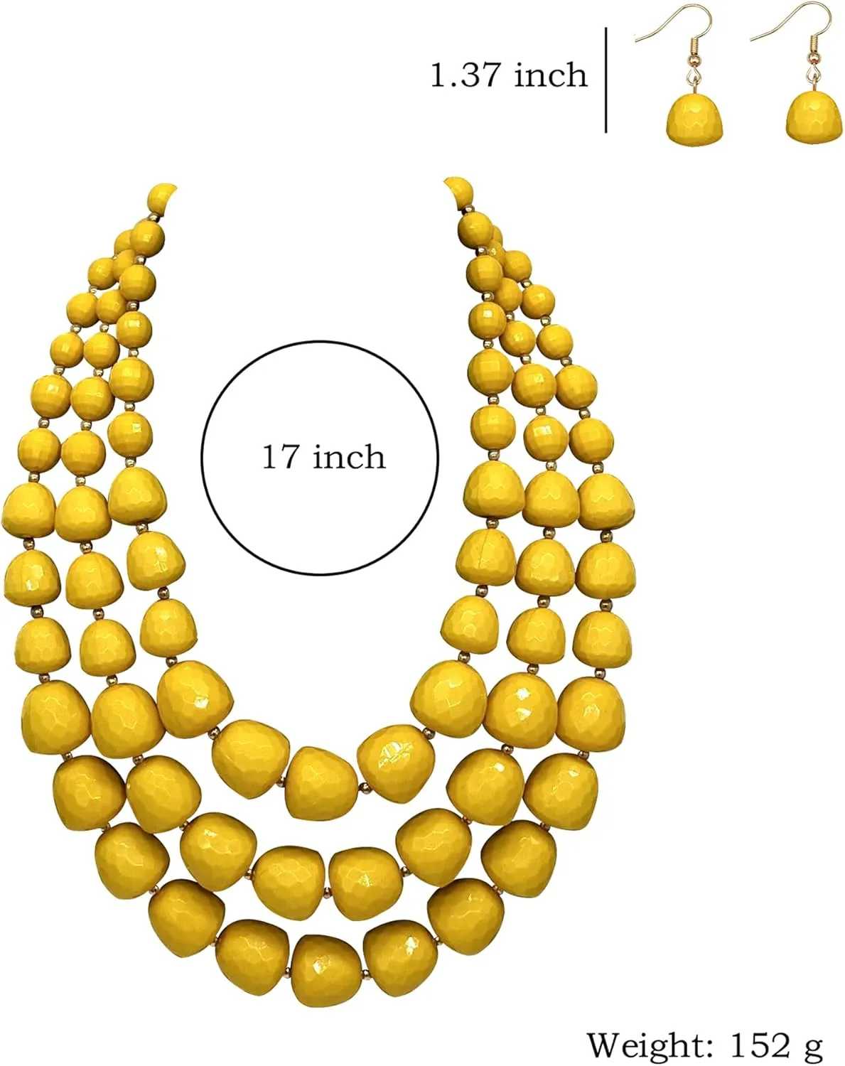 Statement Chunky Multi Strand Colorful Beaded Necklace For Women Fashion Costume Jewelry Earring Set Bold African Acrylic Large Strawberry Bead 3 Layered Bib Collar Choker