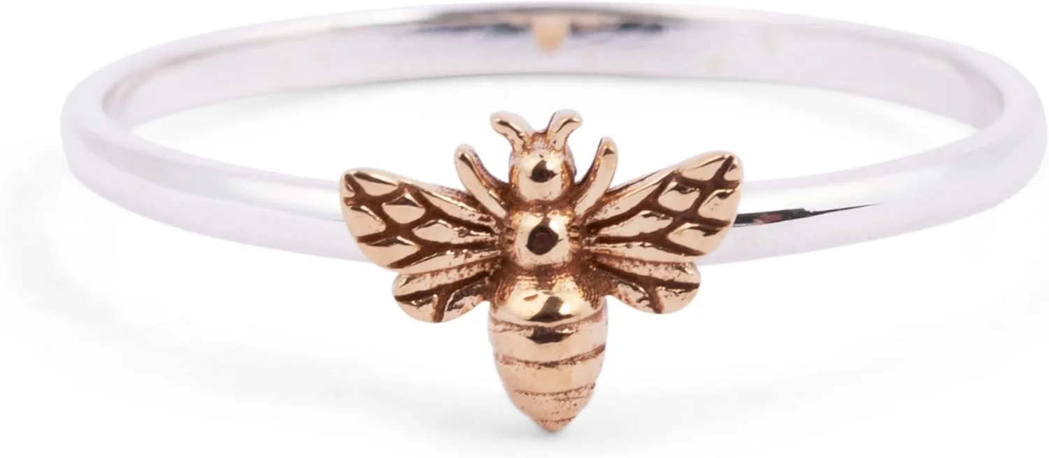 Sterling Silver & Bronze Ring - Modern, Insect Theme, Stackable Ring for Women, Gift for Women, Valentine's Day