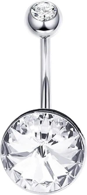 Sterling Silver Belly Button Rings, Real 925 Sterling Silver, 14G Sterling Silver Navel Rings, High Polished Smooth Surface, Resists Allergy, 925 Silver Belly Piercing