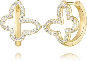Sterling Silver Cubic Zirconia Stud Earrings, Classic Minimalist Design, Push-Back Closure