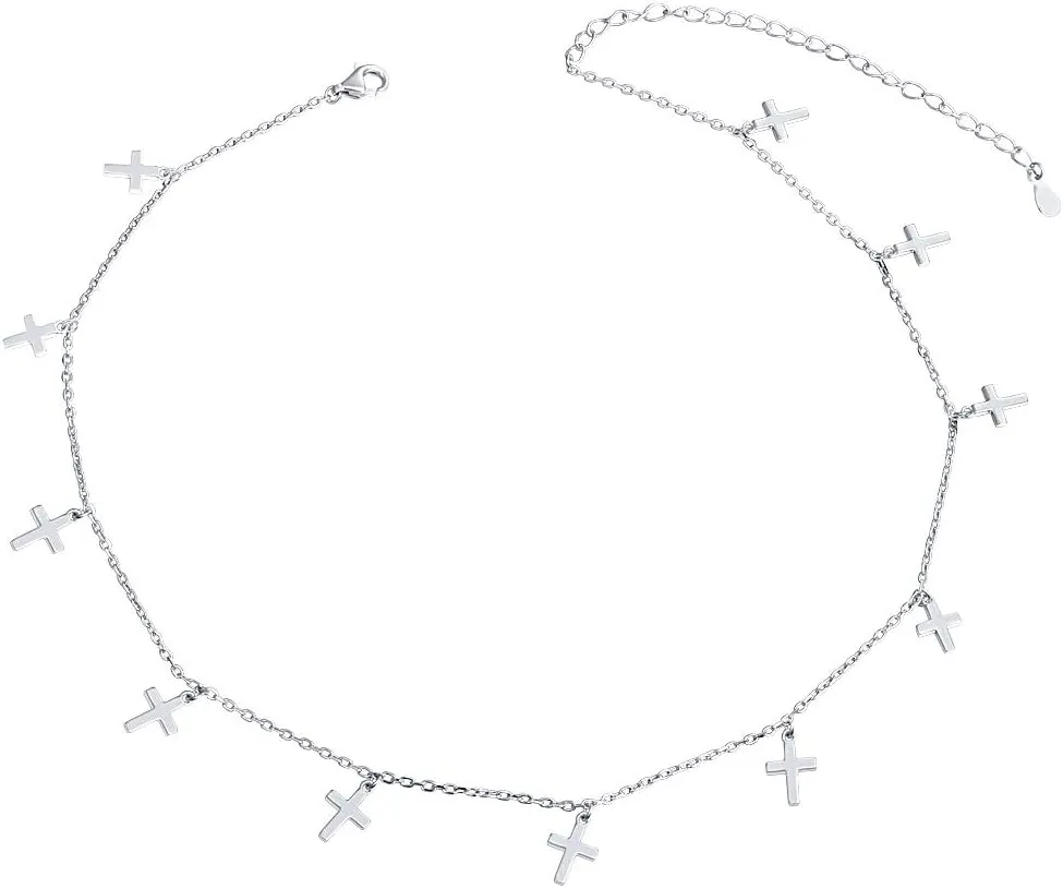 Sterling Silver Jewelry Choker Necklace Pendant Disc Chain Statement Necklace For Women 13 3 inches