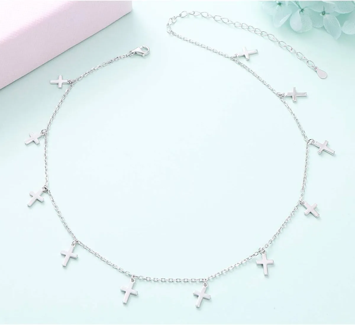 Sterling Silver Jewelry Choker Necklace Pendant Disc Chain Statement Necklace For Women 13 3 inches