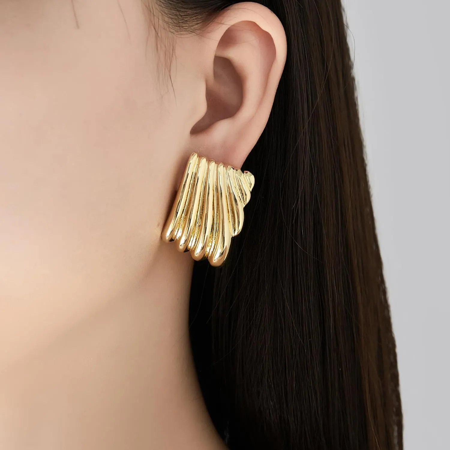 Stud Earrings for Women Gold Plated Chunky Stud Earring Geometric Statement Earrings Jewelry Gift Bow Stud Earrings for Women, Wedding Gifts, Graduation Gifts