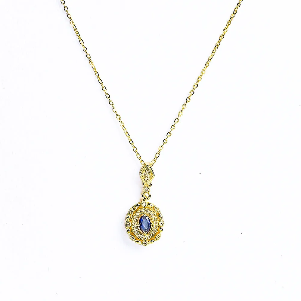 Stunning Central Round Gemstone Necklace - Fluffy