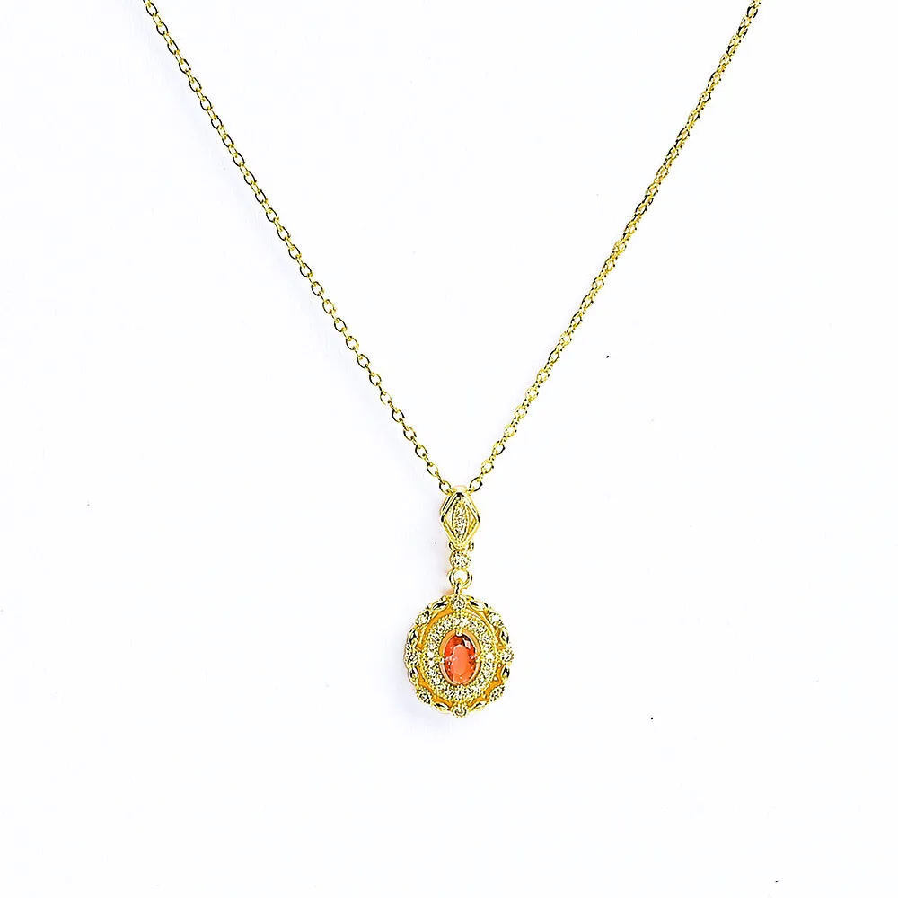 Stunning Central Round Gemstone Necklace - Fluffy