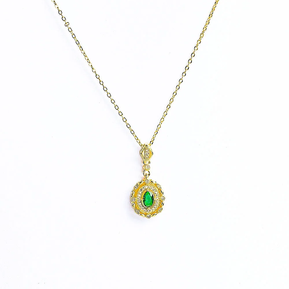 Stunning Central Round Gemstone Necklace - Fluffy