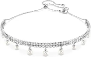 Swarovski Ariana Grande Crystal and Pearl Choker Necklace in Rhodium Finish - Part of the Ariana Grande x Capsule Collection