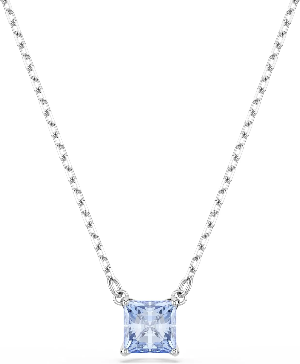 Swarovski Matrix pendant, Square cut, Blue, Rhodium Finish