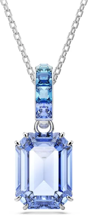 Swarovski Millenia Pendant, Octagon Cut, Blue, Rhodium Finished