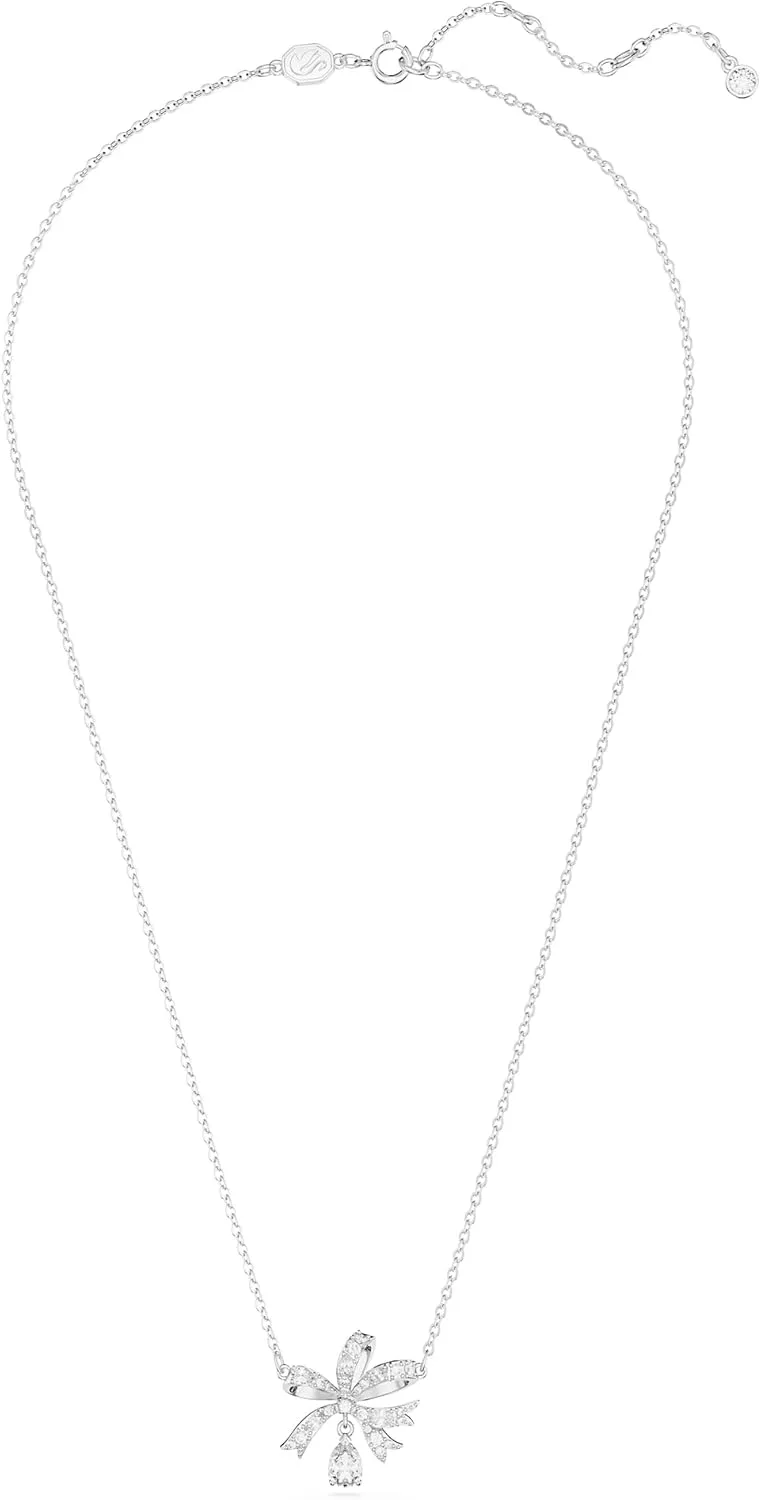 SWAROVSKI Volta Necklace, Earrings, and Bracelets Jewelry Collection, Bow-Inspired Clear Crystals with Rhodium Finish