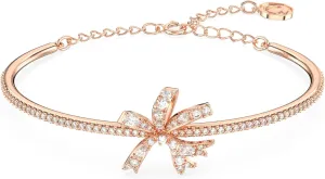 SWAROVSKI Volta Necklace, Earrings, and Bracelets Jewelry Collection, Bow-Inspired Pink and Clear Crystals with Rose-Gold Tone Finish