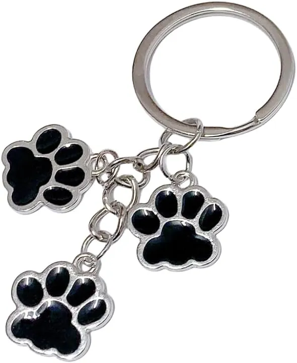 tenghong2021 Cute Acrylic Crystal Cat Dog Claw Charms Enameled Keyring Funny Animal keychain for Women Purse Bag Accessories