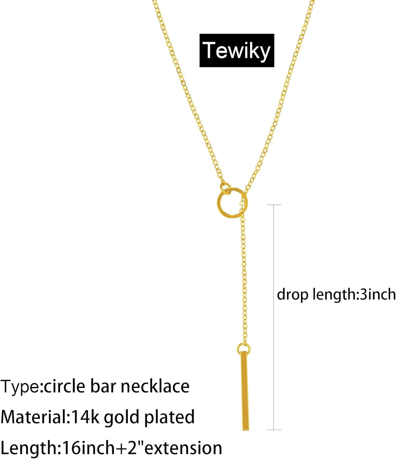 Tewiky Lariat Necklace for Women, Dainty Long Necklaces with 14k Gold Plated Heart Pearl CZ Teardrop Pendant, Simple Gold Drop Y Necklace - Fashion Women's Girls' Jewelry