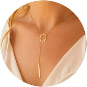 Tewiky Lariat Necklace for Women, Dainty Long Necklaces with 14k Gold Plated Heart Pearl CZ Teardrop Pendant, Simple Gold Drop Y Necklace - Fashion Women's Girls' Jewelry
