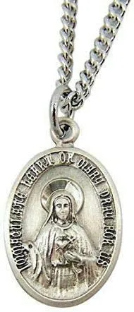 The Christian World Sterling silv. The Immaculate and Sacred s Mary and Jesus Pendant, 3/4 Inc vbn-fh-10503