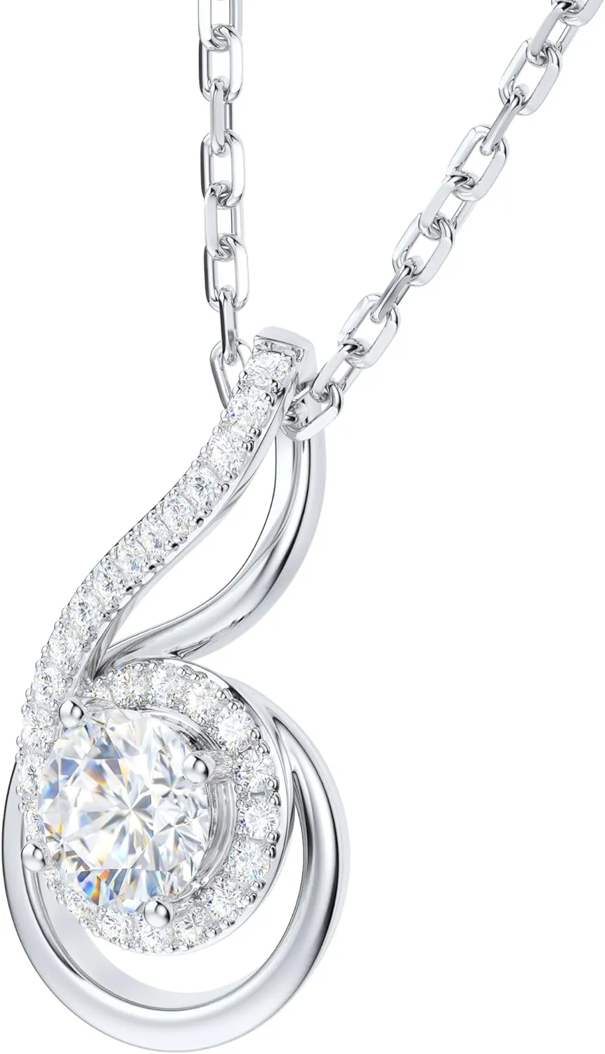 THELANDA Genuine Moissanite Sterling Silver 0.8 Carat True Love Pendant Necklace, Adjustable 18-20 Inch, Fine Elegant Jewelry Gift for Women