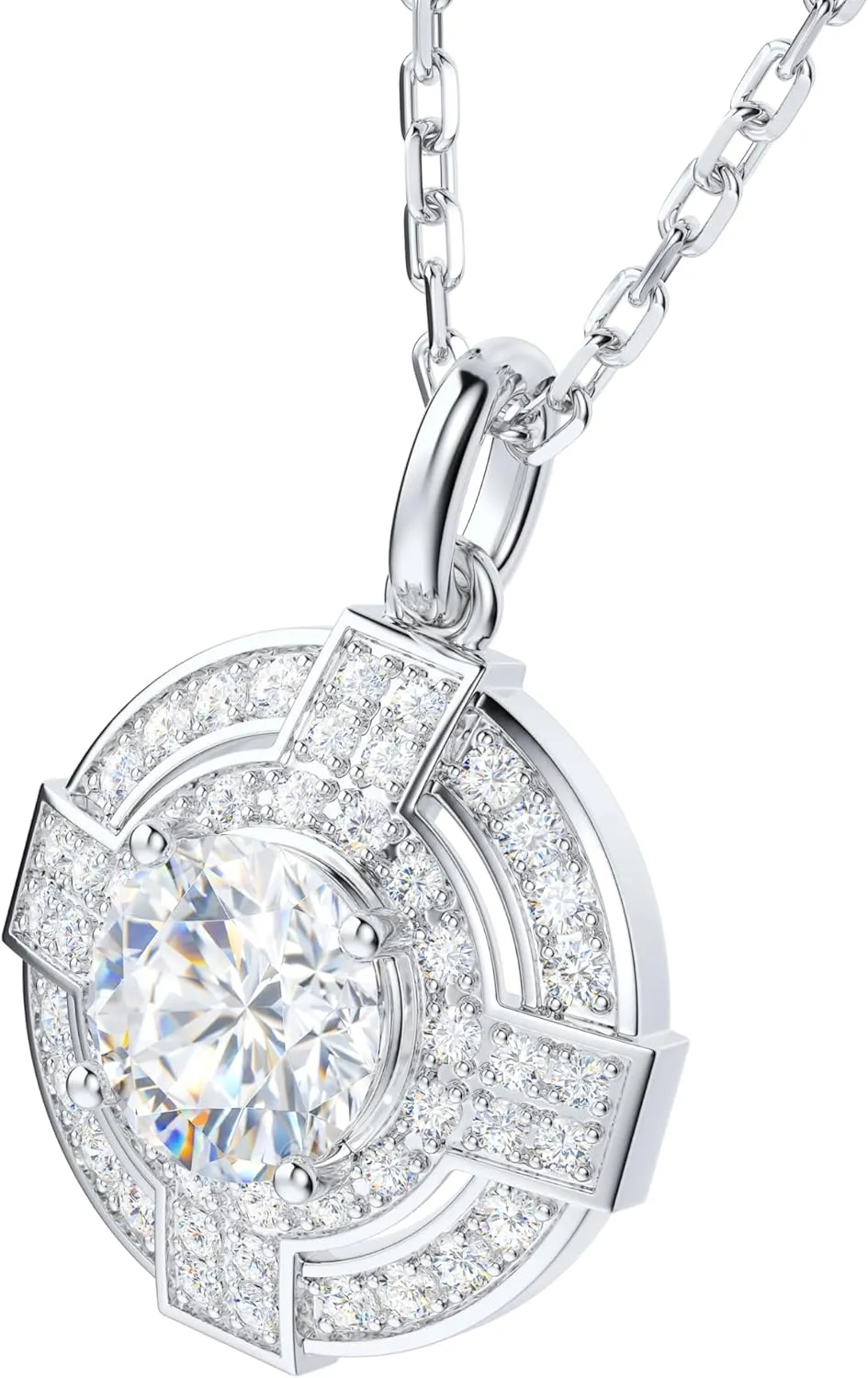 THELANDA Genuine Moissanite Sterling Silver Vintage Classic 2 Carat Round Shield Cross Pendant Necklace, Adjustable 18-20 Inch Chain with Lobster Clasp, Unisex Jewelry Gift for Women and Men