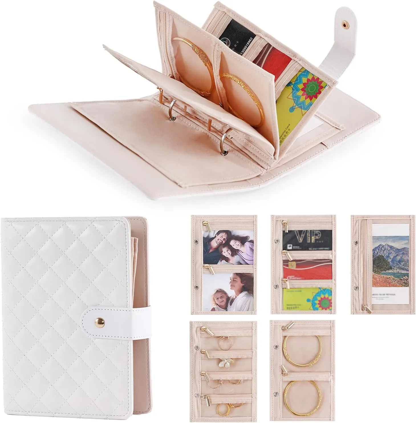 Tiita Travel Jewelry Organizer Case, Velvet Jewelry Pouches Bags with Zipper, Travel Jewelry Holder for Rings,Necklace,Earrings,or Travel Gifts for WomenCream