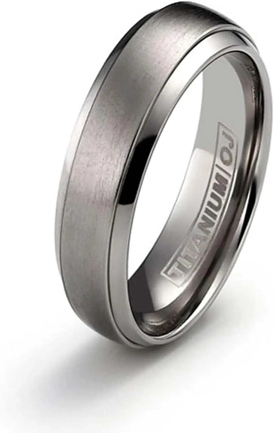 Titanium Wedding Rings for Couples Dome Brushed Surface Polished Beveled Edge Wedding Band Engraving Service Comfort Fit SZ 5-12