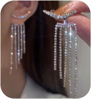 Trendy Gold Long Tassel Earrings Simple Chandelier Tassel Chain Dangle Drop Earrings Bridesmaid Wedding Party Jewelry for Women
