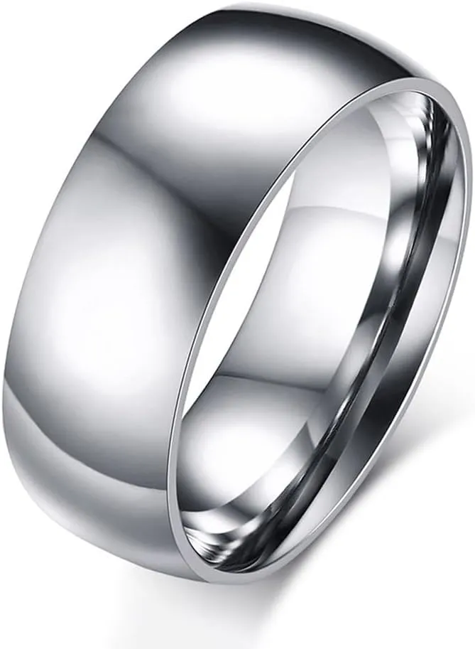 TTVOVO Mens Basic Ring Wedding Bands 2MM 4MM 6MM 8MM 10MM Stainless Steel Simple Rings for Men Women Silver/Black/Blue Engagement Band Plain Domed High Polished Comfort Fit Jewelry Gifts US Size 4-15
