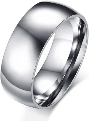 TTVOVO Mens Basic Ring Wedding Bands 2MM 4MM 6MM 8MM 10MM Stainless Steel Simple Rings for Men Women Silver/Black/Blue Engagement Band Plain Domed High Polished Comfort Fit Jewelry Gifts US Size 4-15