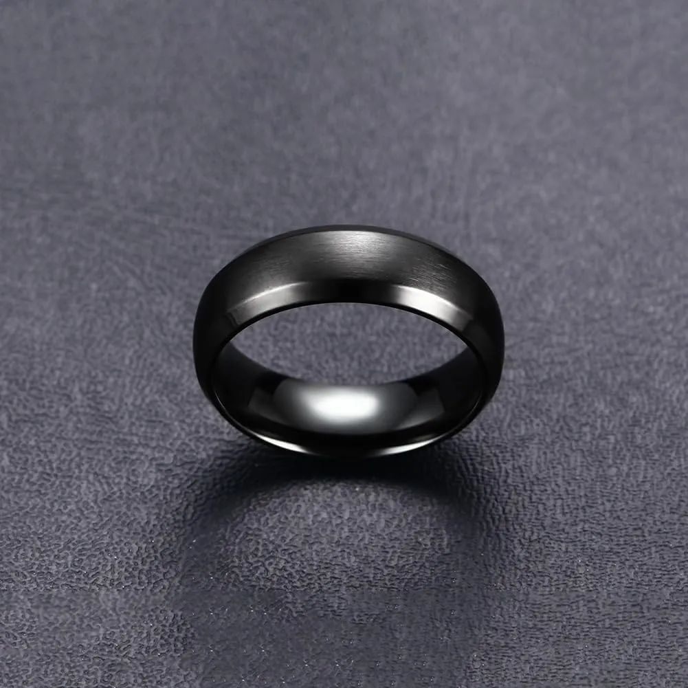 TTVOVO Mens Brushed Matte Ring Wedding Band 4MM/6MM/8MM/10MM Black/Blue/Silver Stainless Steel Rings for Men Women Wedding Engagement Bands Matte Finish Beveled Polished Edge Comfort Fit US Size 4-15