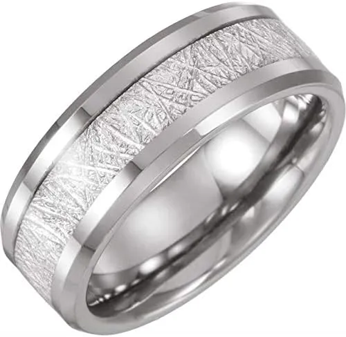 Tungsten Band with Imitation Meteorite Inlay Size 11.5 Band with Imitation Meteorite Inlay