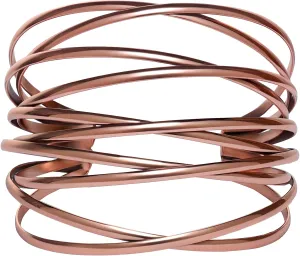 Twisted Cuff Bangle Bracelet for Women Trendy Multi-layer Wire Warp Bangle Bracelet Adjustable Wide Open Chunky Cuff Bracelet, Gold & Rose Gold & Silver