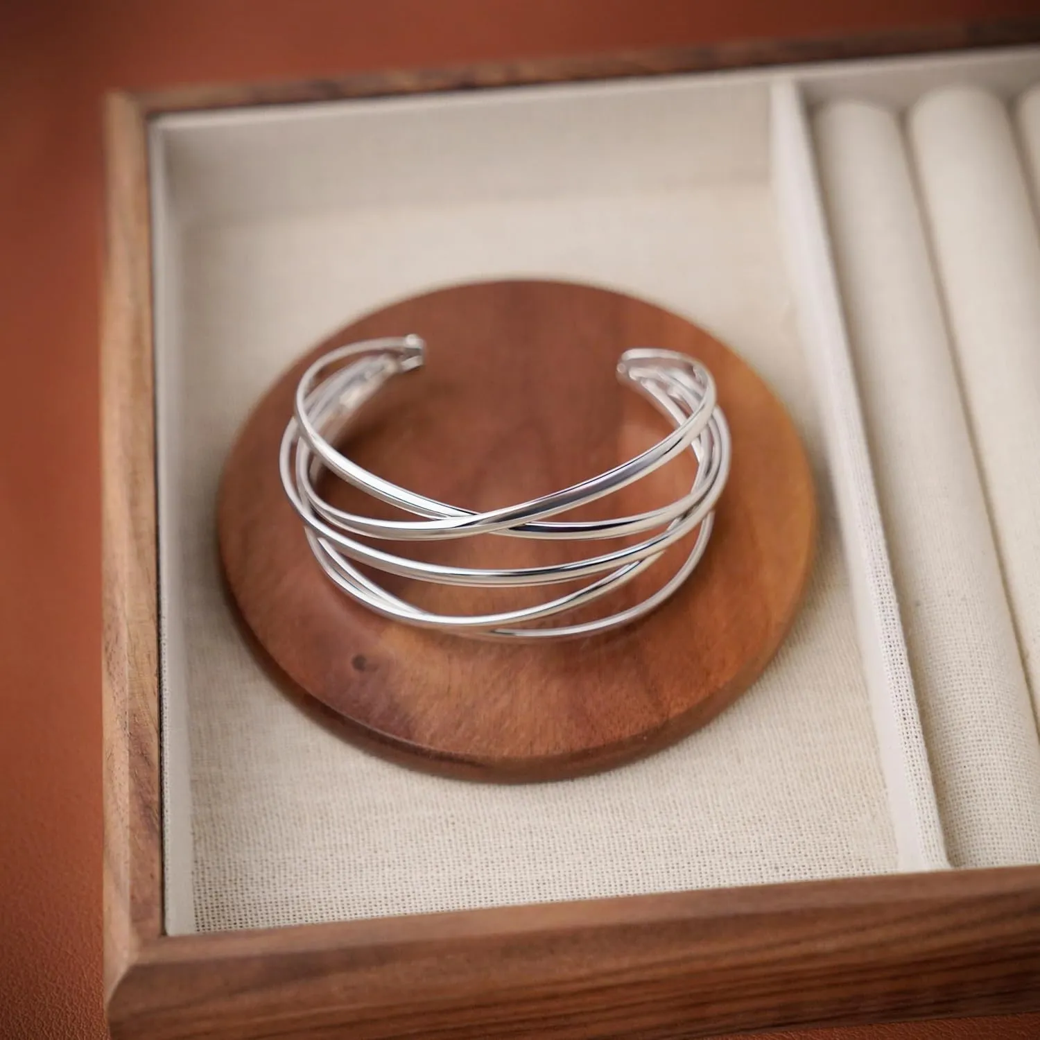 Twisted Cuff Bangle Bracelet for Women Trendy Multi-layer Wire Warp Bangle Bracelet Adjustable Wide Open Chunky Cuff Bracelet, Gold & Rose Gold & Silver