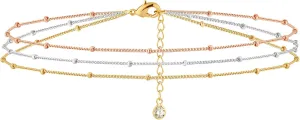 VACRONA Gold Tiny Beaded Bracelet 14K Gold Plated Chain Bracelets for Women Dainty Tiny Pearl Bracelet Adjustable Chain Jewelry