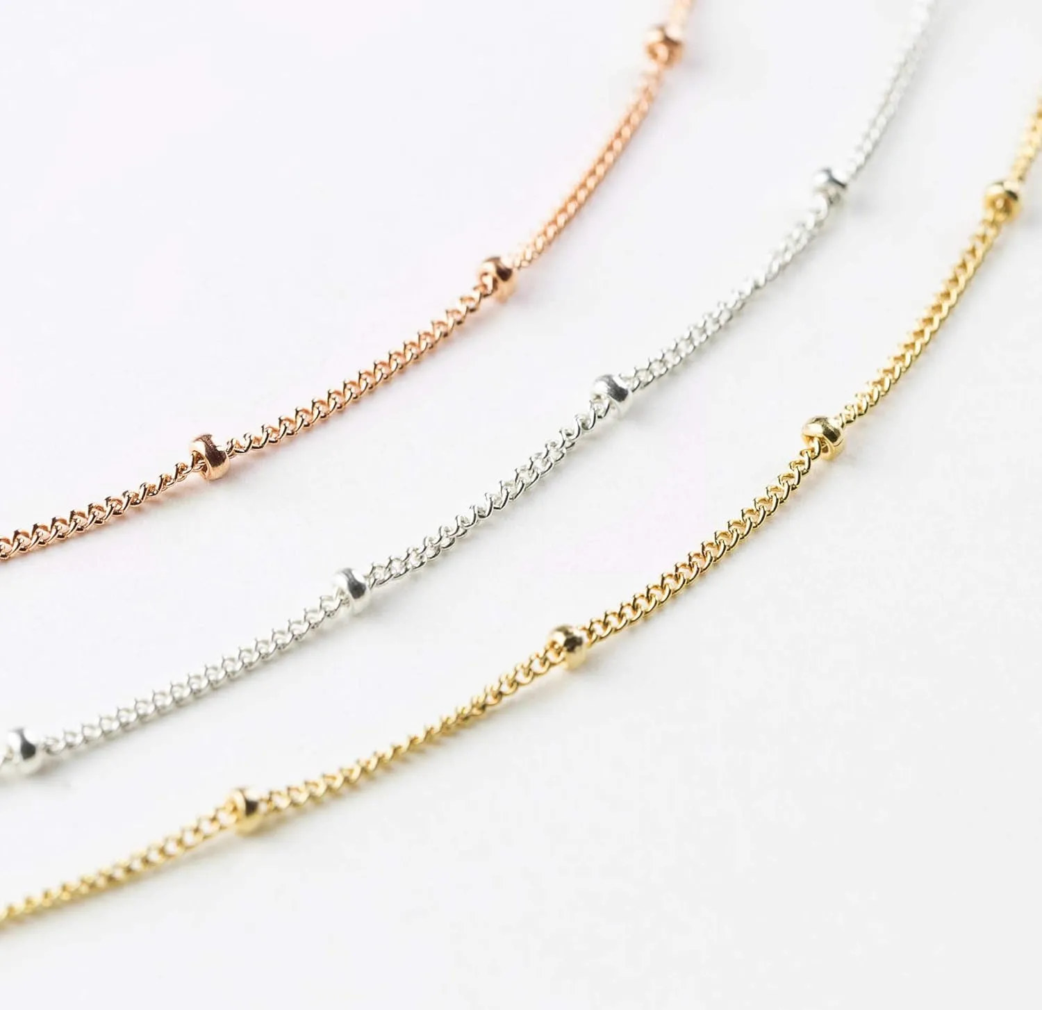 VACRONA Gold Tiny Beaded Bracelet 14K Gold Plated Chain Bracelets for Women Dainty Tiny Pearl Bracelet Adjustable Chain Jewelry
