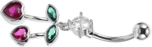 VALICLUD Cute Belly Button Ring Heart Cherry Motif Stainless Steel Jewelry Dangle Belly Ring Fashion Accessory