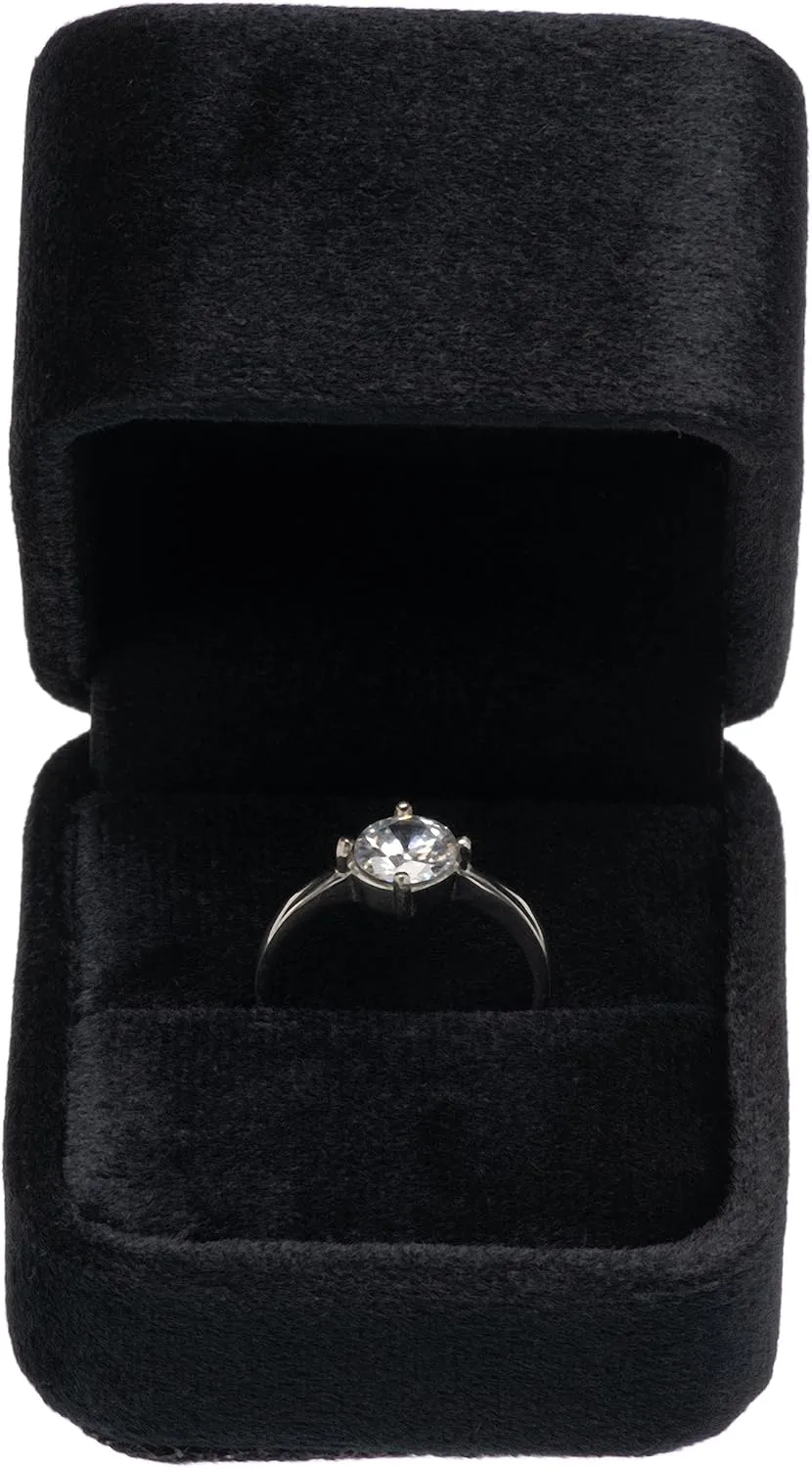 Velvet Single Ring Box Case Holder for Engagement Proposal Birthday Wedding,Jewelry Ring Gift Box Jewelry Packaging Box (Black)