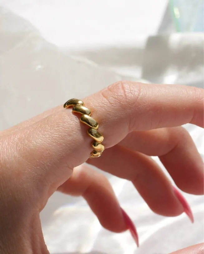 Waterproof Geometric Gold Stacking Ring