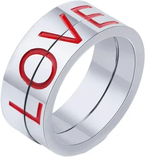 Wedding Ring for Men and Women, Stainless Steel Wedding Rings for Couples Polished 4/5MM Round LOVE Silver Ring Set