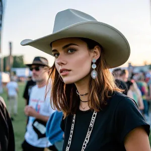 Western Earrings Jewelry for Women Vintage Concho Earrings Oval Turquoise Dangle Earrings Country Concert Outfits Concho Jewelry Gift