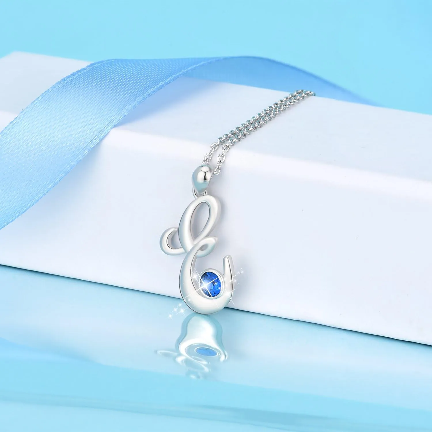 WINNICACA Christmas & Birthday Gifts: Initial Necklaces - 925 Sterling Silver Letter Pendants with Birthstone A-Z