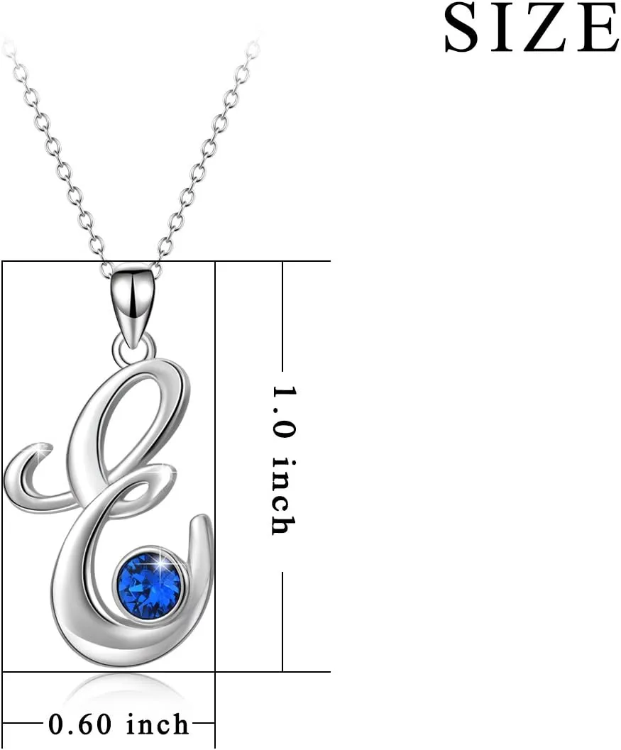 WINNICACA Christmas & Birthday Gifts: Initial Necklaces - 925 Sterling Silver Letter Pendants with Birthstone A-Z