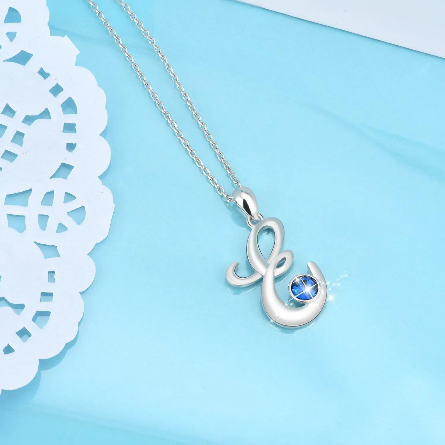 WINNICACA Christmas & Birthday Gifts: Initial Necklaces - 925 Sterling Silver Letter Pendants with Birthstone A-Z