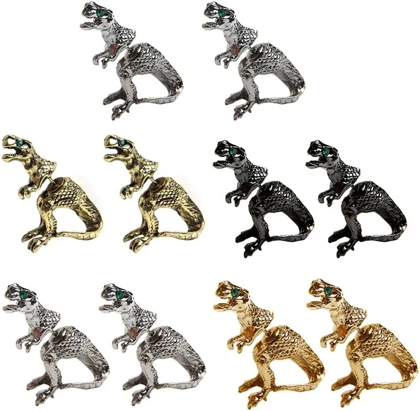 Wixine 5Pcs Punk Rock Temptation Alloy Dinosaur Dragon Ear Cuff Wrap Clip Earrings