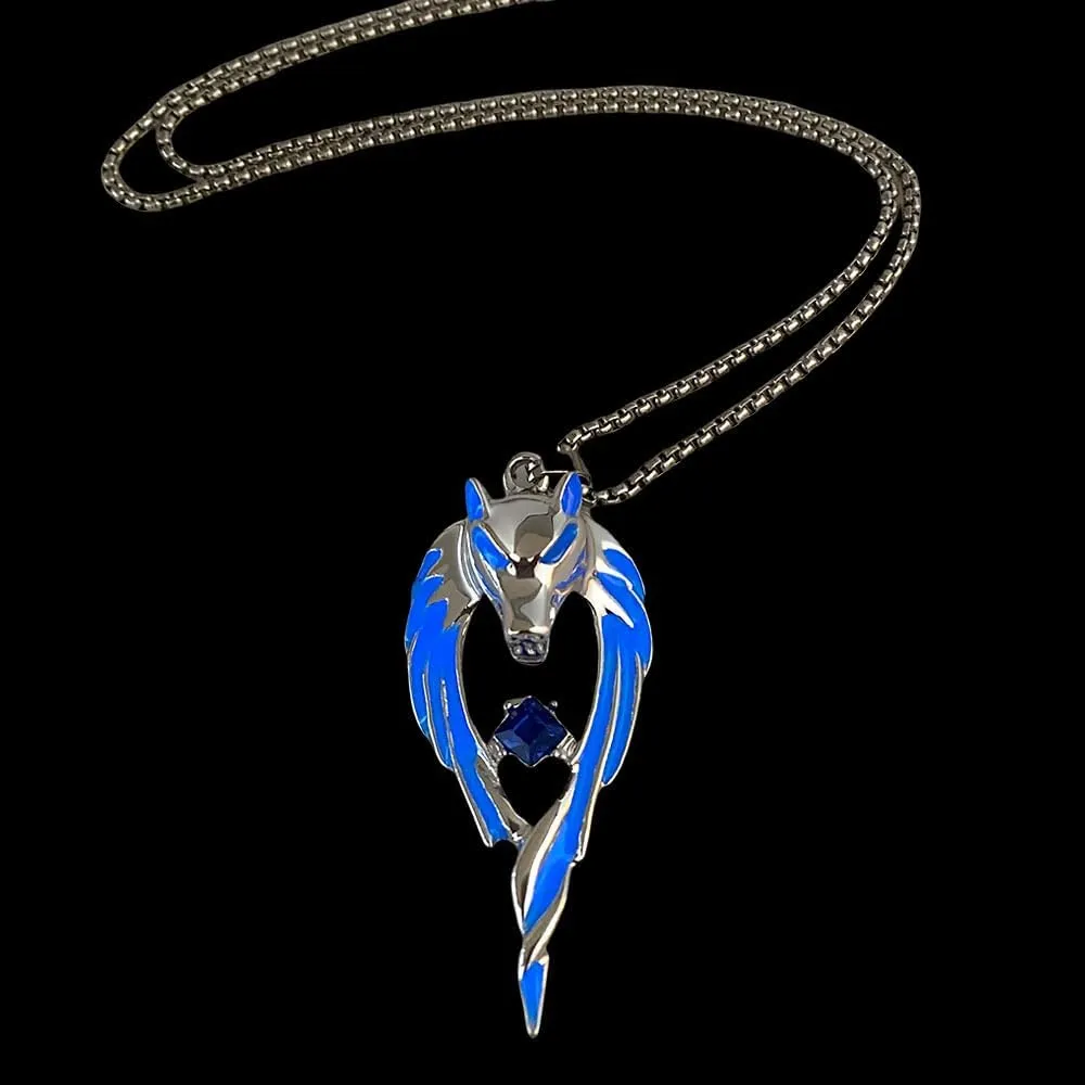 Wolf Pendant Necklace Mens Vintage Norse Viking Wolf Pendant Necklace Chain Luminous Glow In The Dark Necklaces for Adults