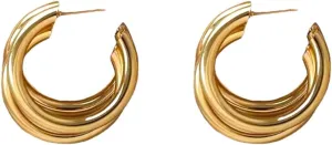 Women's 14K Gold Plated Hypoallergenic Fashion Earrings for Women Collection - Simple, Elegant, and Classy Jewelry for a Timeless Look | Trendy Geometric Design, Lightweight Fashion Accessory for Casual and Formal Wear