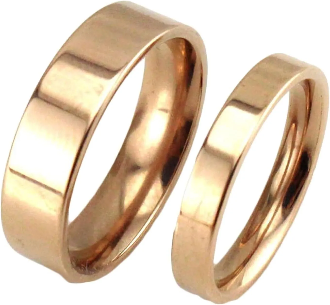 Womens and Mens Wedding Rings Set, Stainless Steel Wedding Band for Couples Simple 4/6MM Round Polished Rose Gold Ring Set